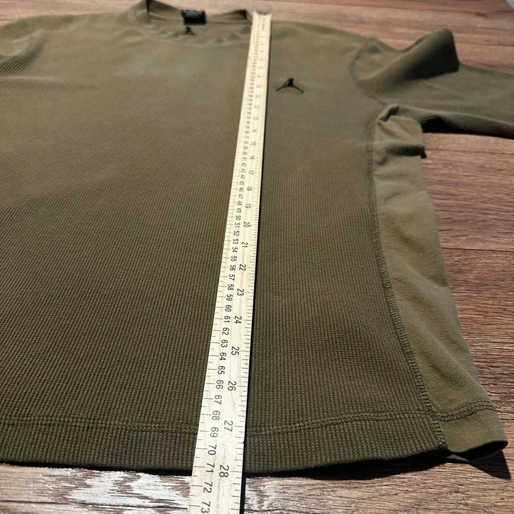 Jordan Olive Green Thermal Waffle Knit Long Sleeve Shirt Mens XL